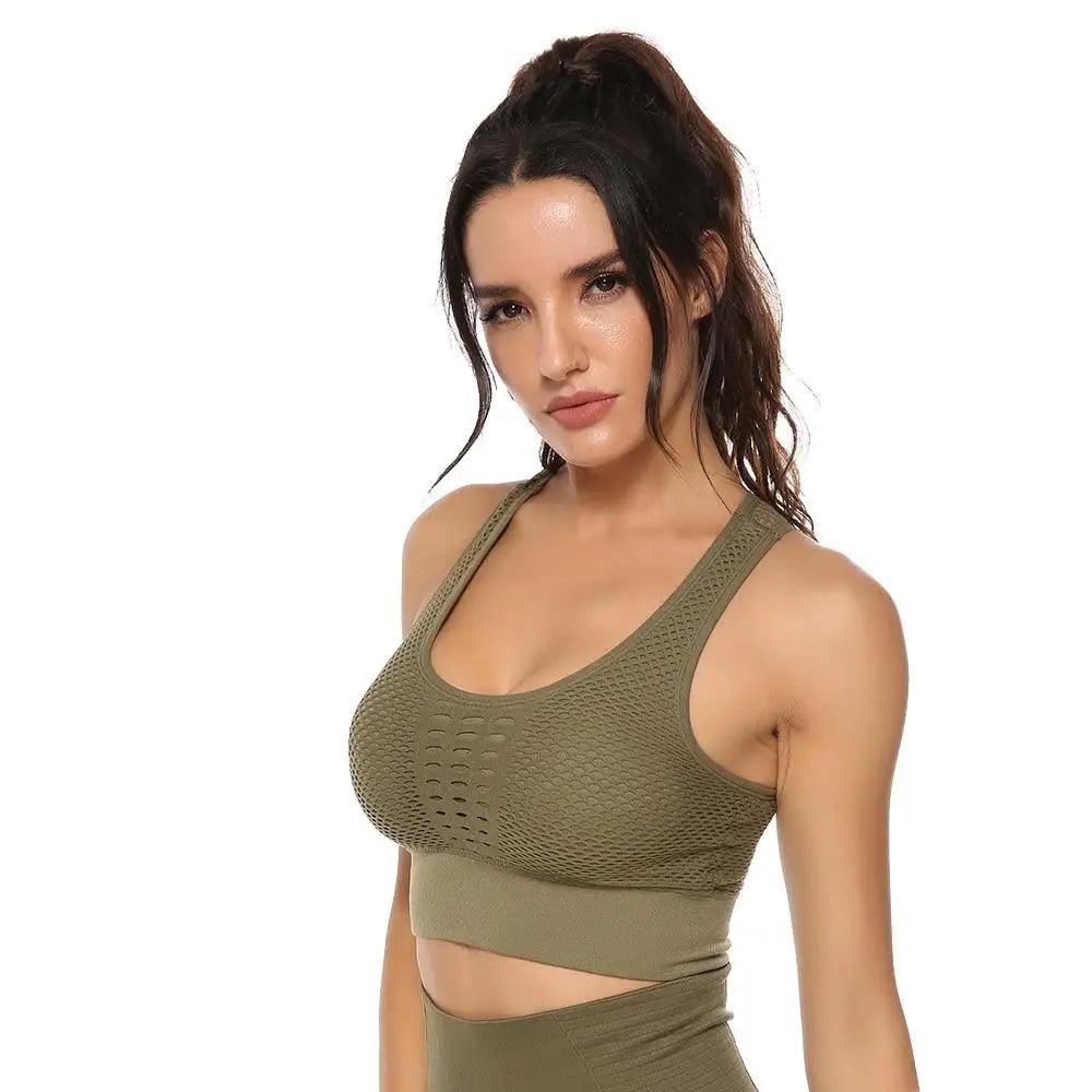 New Trendy Women's T-shirts Workout Sports Bra Yoga Vest Backless Solid Quick Dry Running Gym Sport bra Yoga Shirts